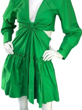 Jason Wu Bright Green Cutout Tie-Front Mini Dress
